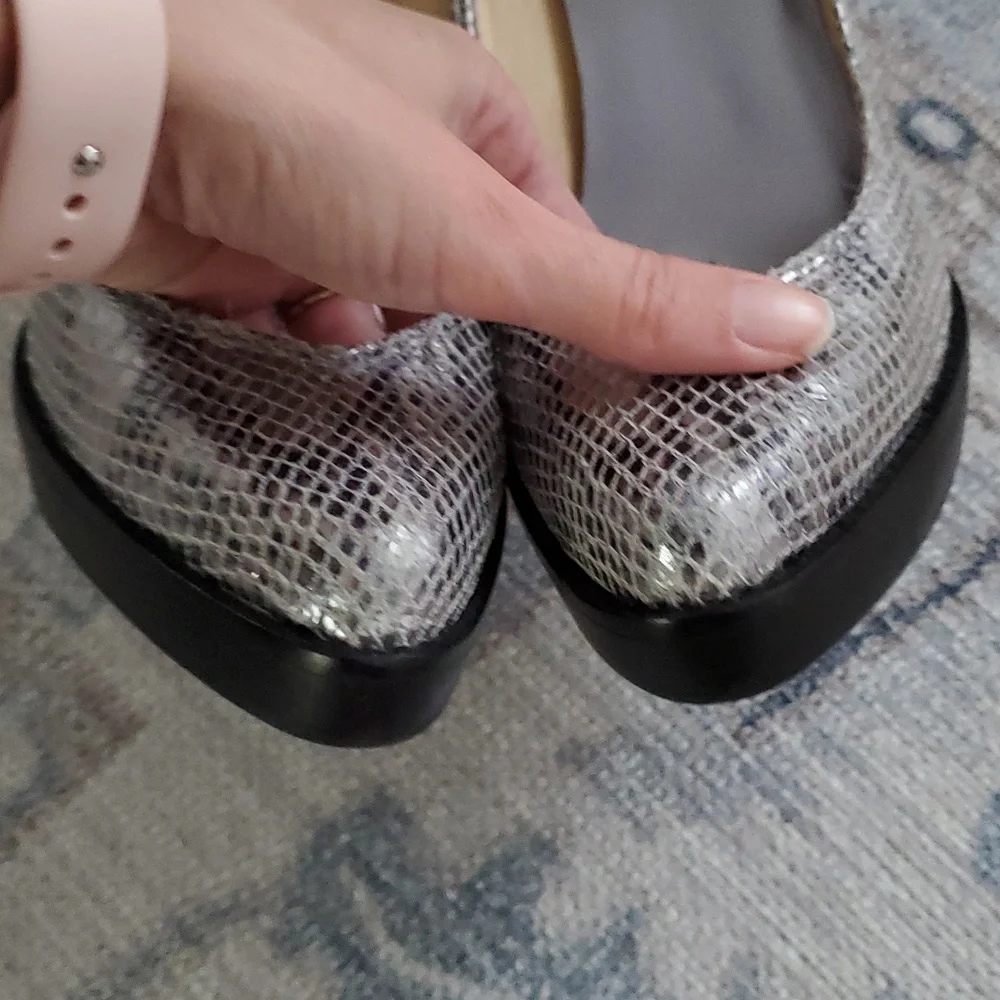 Michael Kors Silver Leather Snakeskin Platform Pump Heels Shoes Sz7